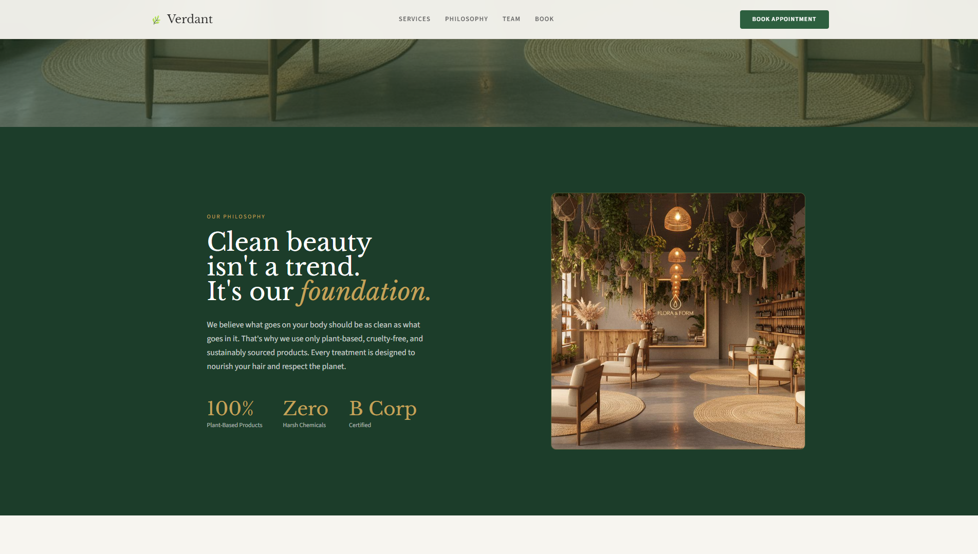 Verdant service section screenshot