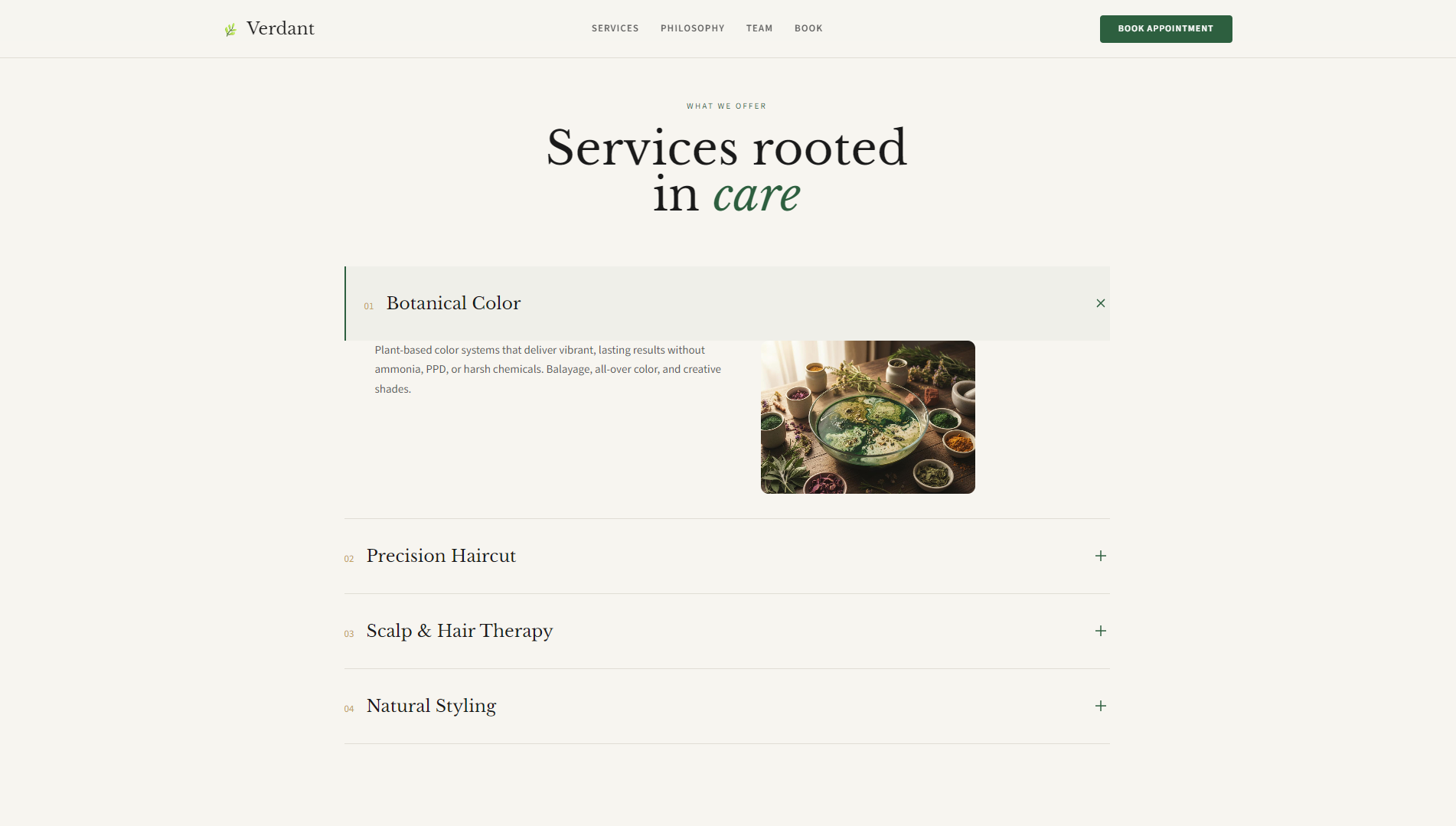 Verdant gallery or feature section screenshot